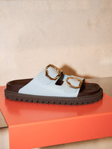 GALIA EMBOSSED LEATHER AZURE